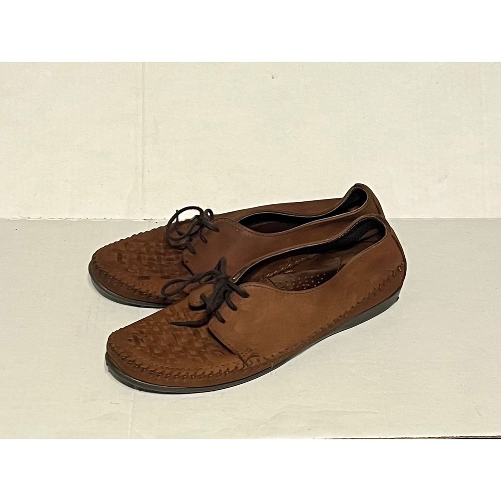 Vintage Dexter Men's Brown Woven Leather Oxford Casual Shoes Size 9 M Y2K